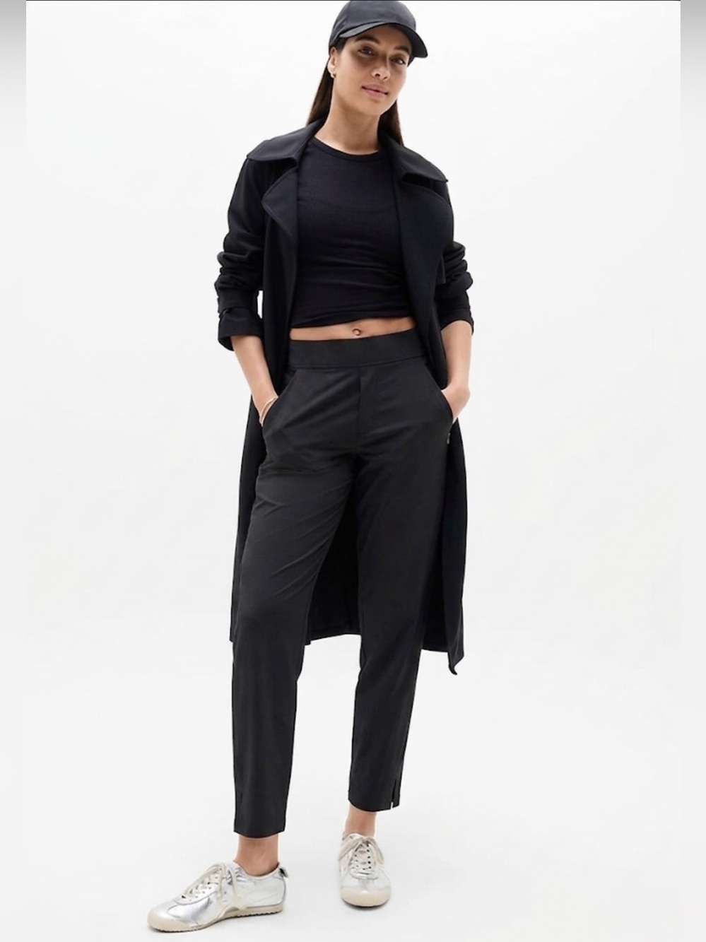 Athleta Black Brooklyn Mid Rise Ankle Pants Lightweight Stretch Size 10
